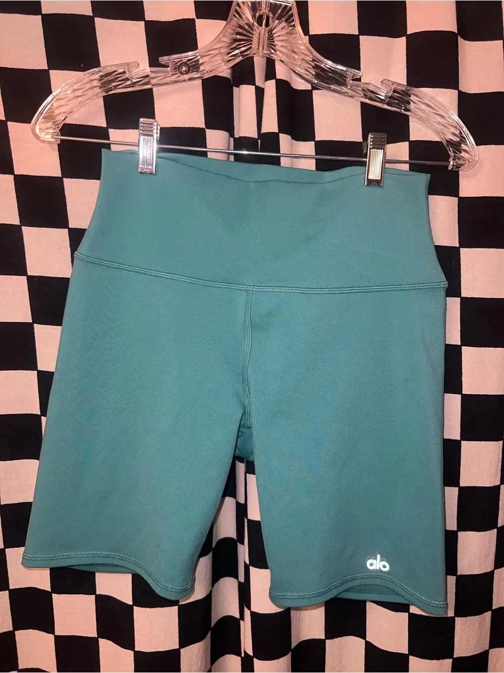 ALO Yoga Teal High-Rise Bike Shorts